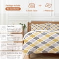 thumbnail image 6 of 3 Piece Moroccan Duvet Cover Set Full Size, Microfiber Comforter/Quilt Cover with Corner Ties and 2 Pillowcases, Vintage Moroccan Texture Yellow Grey All Season Soft Bedding with Zipper Closure, 6 of 8