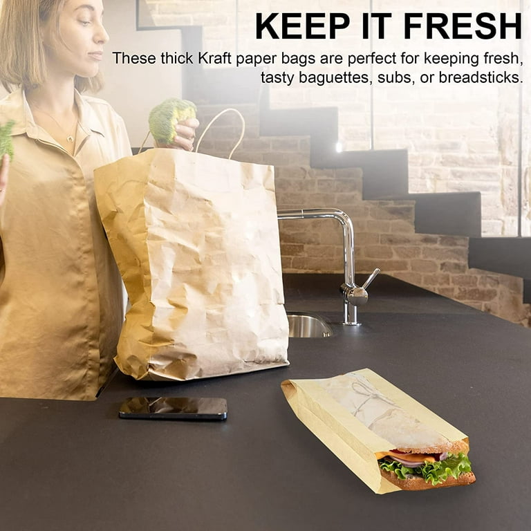MT Products Small White Paper Bags - 3 lb. Kraft Paper Grocery Bags - 100  Pieces Strong and Durable Bakery Bags - Paper Bread Bags - Made in the USA