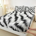 thumbnail image 3 of Feelyou Chic Tiger Print Twin Sheet Sets, White Black Twin Fitted Sheet, Modern Fashion Geometric Flat Sheet, Luxury Bedroom Decor, 3 Pieces, 3 of 7