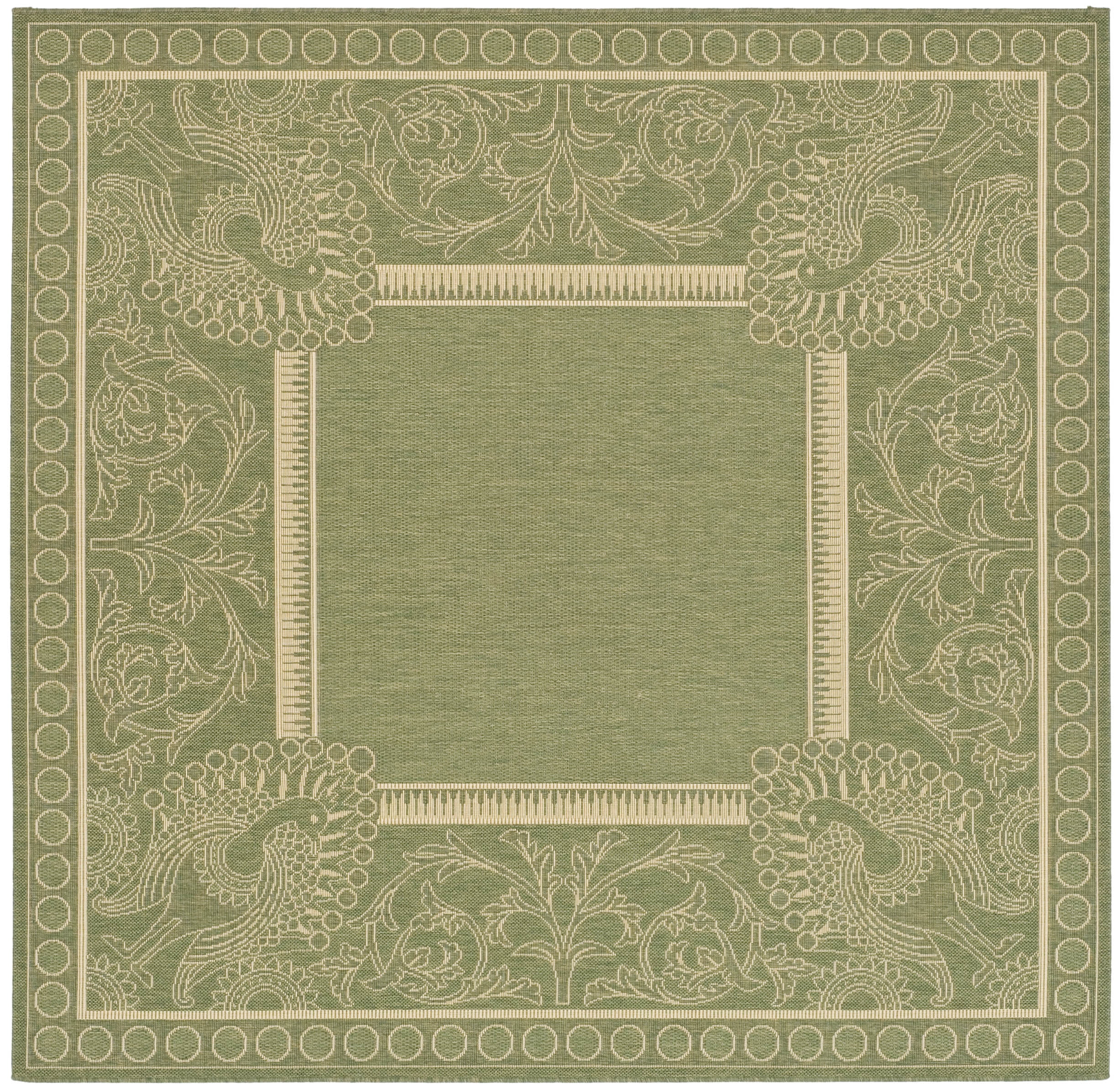 Safavieh Courtyard Cooper Botanical Indoor/Outdoor Area Rug, Olive/Natural, 6'7" x 6'7" Square