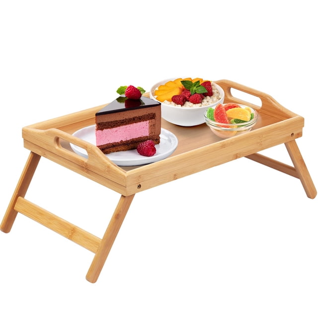 Bandeja de desayuno Artmeer con patas plegables y asas de bambú