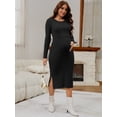 thumbnail image 2 of DARING DIVA Women's Maternity Sweater Ribbed Dress 2-Piece S Black, 2 of 8