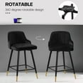 thumbnail image 4 of Swivel Bar Stool with Low Back Set of 2, 26 Inch Counter Bar Height Stool Velvet Upholstered Armless Heavy Duty Bar Chair for Kitchen Island Dining Room, Black, 4 of 9