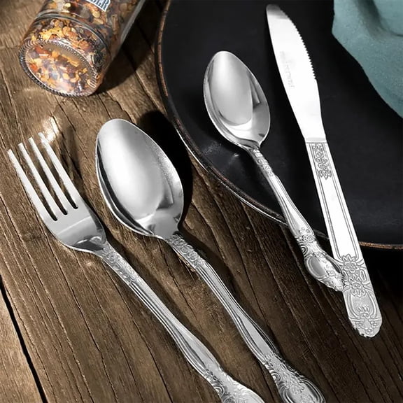 Stainless Steel Flatware Set,Cutlery Set with Dinner Fork,Dinner Knife,Dinner Spoon and Teaspoon for Home,Kitchen and Everyday Dining