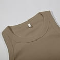 thumbnail image 6 of Built in Bra Tank Tops for Woman's Solid Color Round Neck Vest Fashion Casual Top Tank Tops Khaki, 6 of 9
