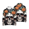 thumbnail image 6 of Bingfone Flower Horn Skull Men's Drawstring Hoodie Long Sleeve Pocket Sweatshirts-Large, 6 of 6