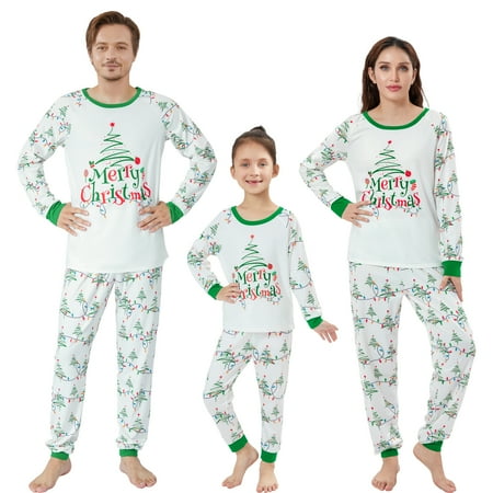 

Christmas Pajamas Outfits for Family Long Sleeve Tops + String Lights Print Pants 2 Pieces Set Sleepwear Loungewear