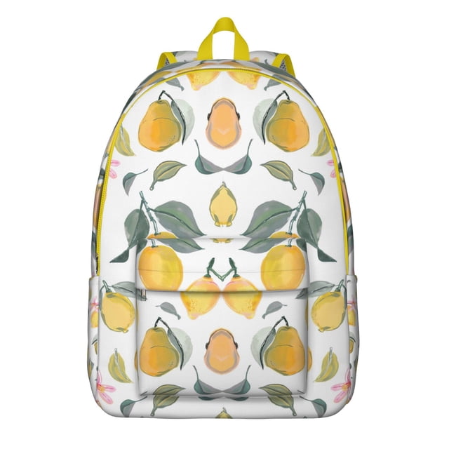 Citrus Lemon Pattern Travel Backpack, Fresh Yellow Fruit Design Daypack for Lemon Lover Gift and Casual Everyday Use