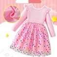 thumbnail image 4 of YUSIM Toddler Girls Tutu Dresses- Mesh Long Sleeve Cute Casual Princess Dress Pink Size 2-6 T, 4 of 8