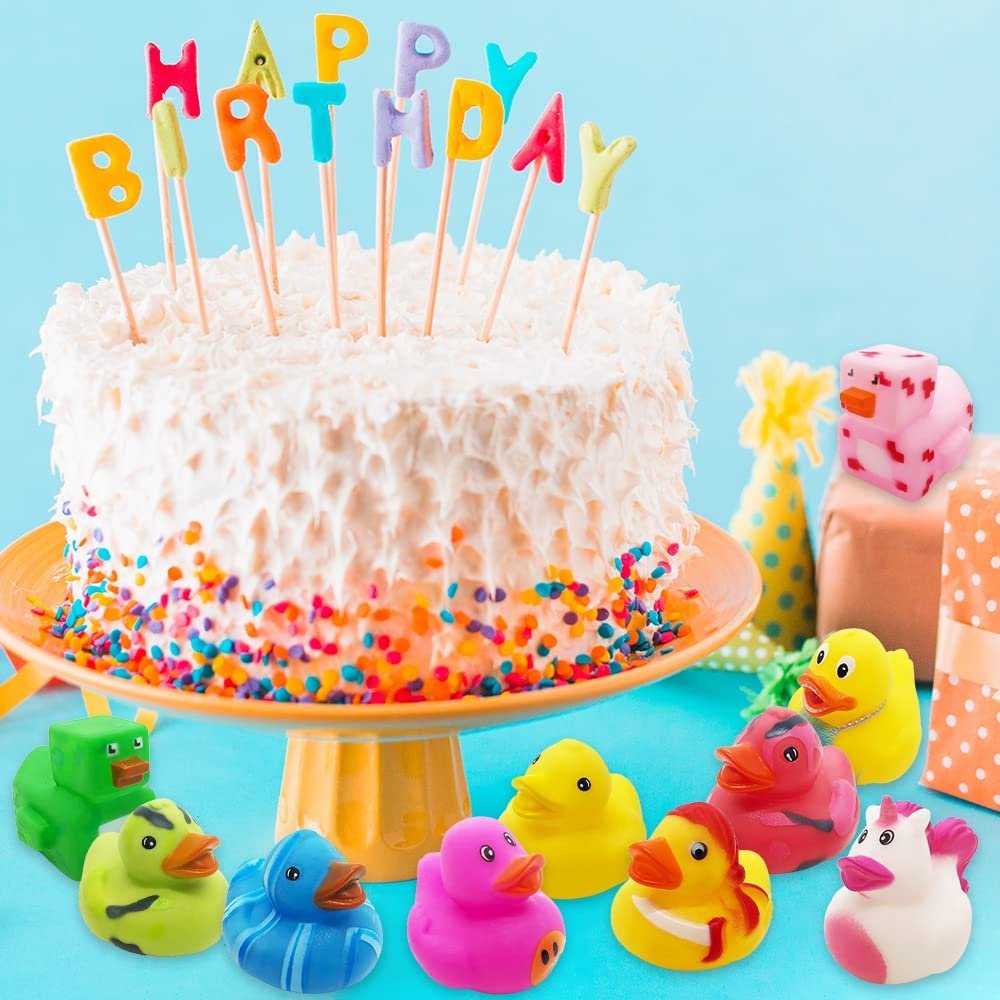 ArtCreativity Bulk Assortment Rubber Duckies Set - 50-pack Assorted Mini Pool, Bathtub, Lake Toys & Party Favors