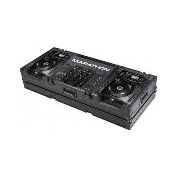 BLACK Series Coffin holds 2 X Large Format CD Players: Pioneer CDJ-2000 plus 19 Mixer w/Low Profile Wheels: Holds 19 Mixer up to 8U Rack Space