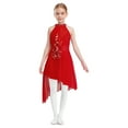 thumbnail image 3 of YiZYiF Lyrical Dance Dress for Girls Sleeveless Flower Applique Tulle Overlay Skirt Leotard Ballerina Costume Red 14, 3 of 7