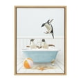 thumbnail image 5 of Kate and Laurel Sylvie Three Penguins Beach House Bath Framed Canvas Wall Art by Amy Peterson, 18x24 Natural, Cute Animal Bathtub Art for Wall, 5 of 7