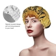 thumbnail image 4 of Balery Coffee Vintage Shower Caps, Double Layer Waterproof Shower Cap, Double Layers Reusable Shower Cap With Soft Comfortable For Long Thick Hair Soft Bath Shower Hair Caps, 4 of 9