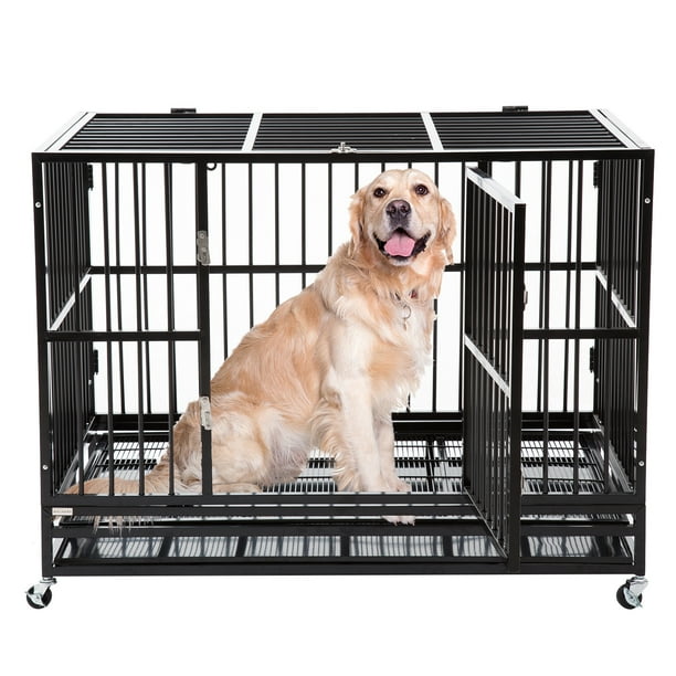 48" Large Heavy Duty Dog Cage Crate Kennel Metal Pet Playpen Portable