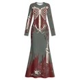thumbnail image 4 of Xijirk Women Halloween Skeleton Rose Printed Maxi Dress Long Sleeve Crewneck Fitted Floor Length Outfit for Evening Party Themed Occasion,5XL, 4 of 4