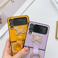 thumbnail image 4 of Case for Galaxy Z Flip 4 5G,Galaxy Z Flip 4 5G Case, Luxury Leather Crossbody Chain Strap Ring 3D Crystal Diamond Bling Glitter Phone Case for Samsung Galaxy Z Flip 4 5G, Yellow, 4 of 6
