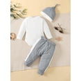 thumbnail image 4 of Mikrdoo Baby Boys Clothes Letter Graphics 3 Months Newborn Boys Finger Pattern Long Sleeve Romper 6 Months Baby Boys Casual Elastic Pants Hat 3Pcs Outfit Sets For Fall Winter Gray, 4 of 9