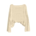 thumbnail image 3 of zaveiop Women Dolman Batwing Sleeves Knitted Sweaters Winter Boat Neck Pullovers Tops (Khaki, L), 3 of 3