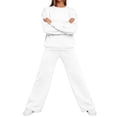 thumbnail image 4 of Yutgune Women's 2 Piece Sweatsuit Oversized Crew Neck Long Sleeve Sweatshirt Wide Leg Pants Casual Fall Loungewear Outfit, 4 of 7
