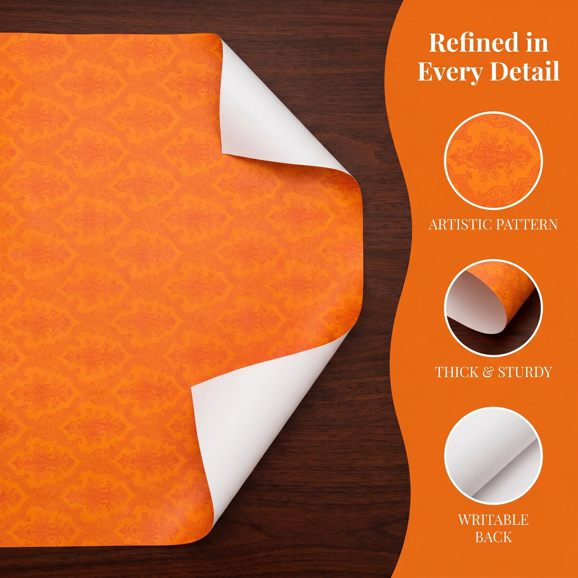 Unique Bargains Wrapping Paper Matte for Elegant Gift Wrap Presentation Orange 39.4"x27.6"