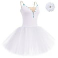 thumbnail image 2 of IBTOM CASTLE Ballet Dance Dress for Women Sleeveless Shiny Rhinestone Decorated Tulle Tutu Skirt Dancewear L White, 2 of 5
