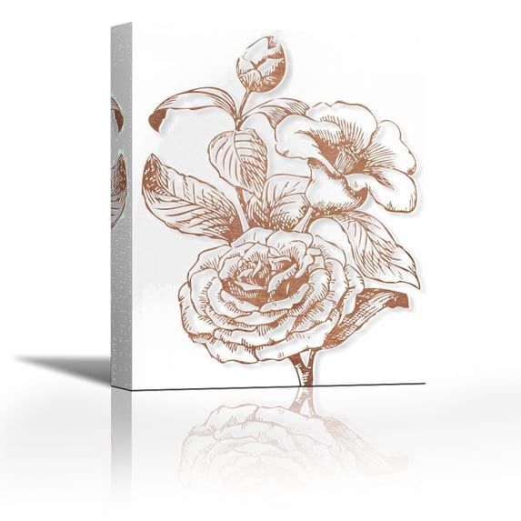Etched Metallic FLoral II - Contemporary Fine Art Giclee on Canvas Gallery Wrap - wall décor - Art painting - 21 x 27 Inch - Ready to Hang