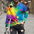 thumbnail image 2 of Betivan Mens Christmas Long Sleeve Shirts Casual Holiday Winter Hem Crewneck Sweater Trendy Long Sleeve Loose Fit Xmas Tree Pullover Tops, 2 of 5