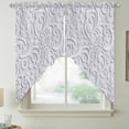 thumbnail image 2 of Floral Patterns Swag Valances for Windows, Kitchen Curtains 36 Inch Length 2 Panels Set, Silver White Flowers Leaves Aesthetic Short Curtains for Small Windows Rod Pocket Cafe Curtains Drapes 28"x36", 2 of 8
