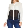thumbnail image 1 of Blusa Bicolor Mujer Con Cuello Moda Casual Formal Ligera blanco XG, 1 of 5
