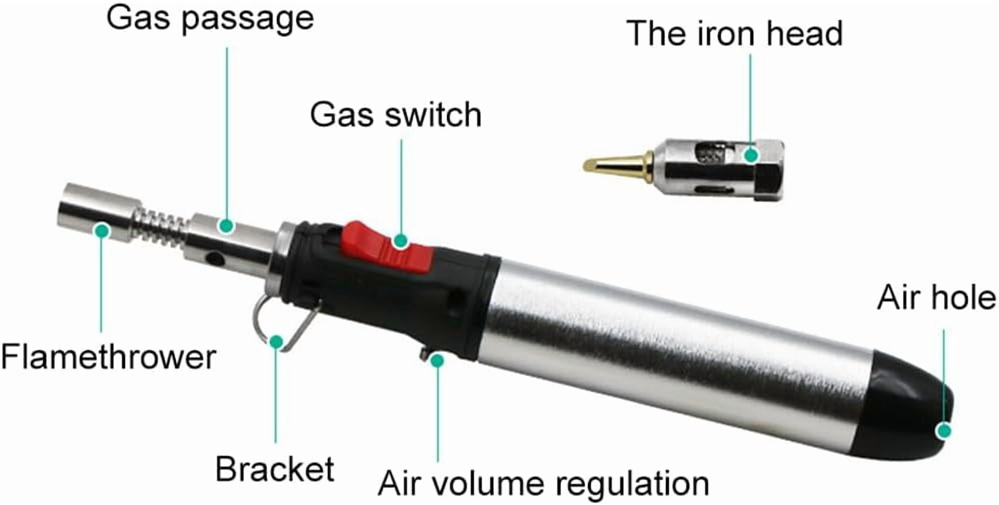 CATPAN Cordless Butane Soldering Iron, Gas Welding Heat Pen Torch Mini Cooking Blower Temperature Tool Professional Portable Solder Kit Precision Electronics Jewelry Maintenance Vehicle Repairing