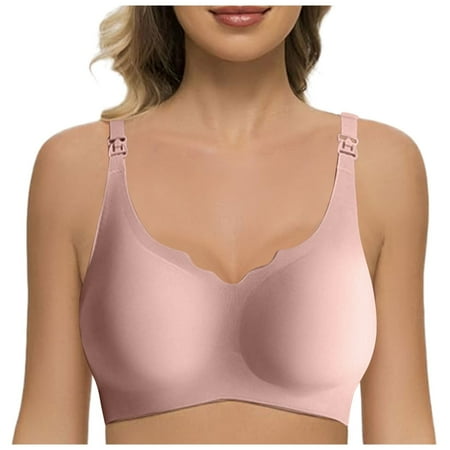 Zshosam Women s Thin Bra Without Underwire Soft Bustier Seamless Bra Without Underwire With Additional Bra Extension(Pink M)
