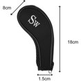 thumbnail image 4 of Negro 10 Piezas Funda para Cabeza de Golf Protección para Palos de Golf con Cubierta de Hierro para Golf, Impresión de Números de Cuello Largo y 1 Pieza de Cepillo para Palos de Golf JM, 4 of 5
