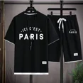 thumbnail image 3 of Conjuntos de waffle para hombre, conjunto de camiseta y pantalones cortos casuales Messi Paris, trajes deportivos de verano para hombre, chándal, traje holgado, camiseta para hombre, ropa, 3 of 4
