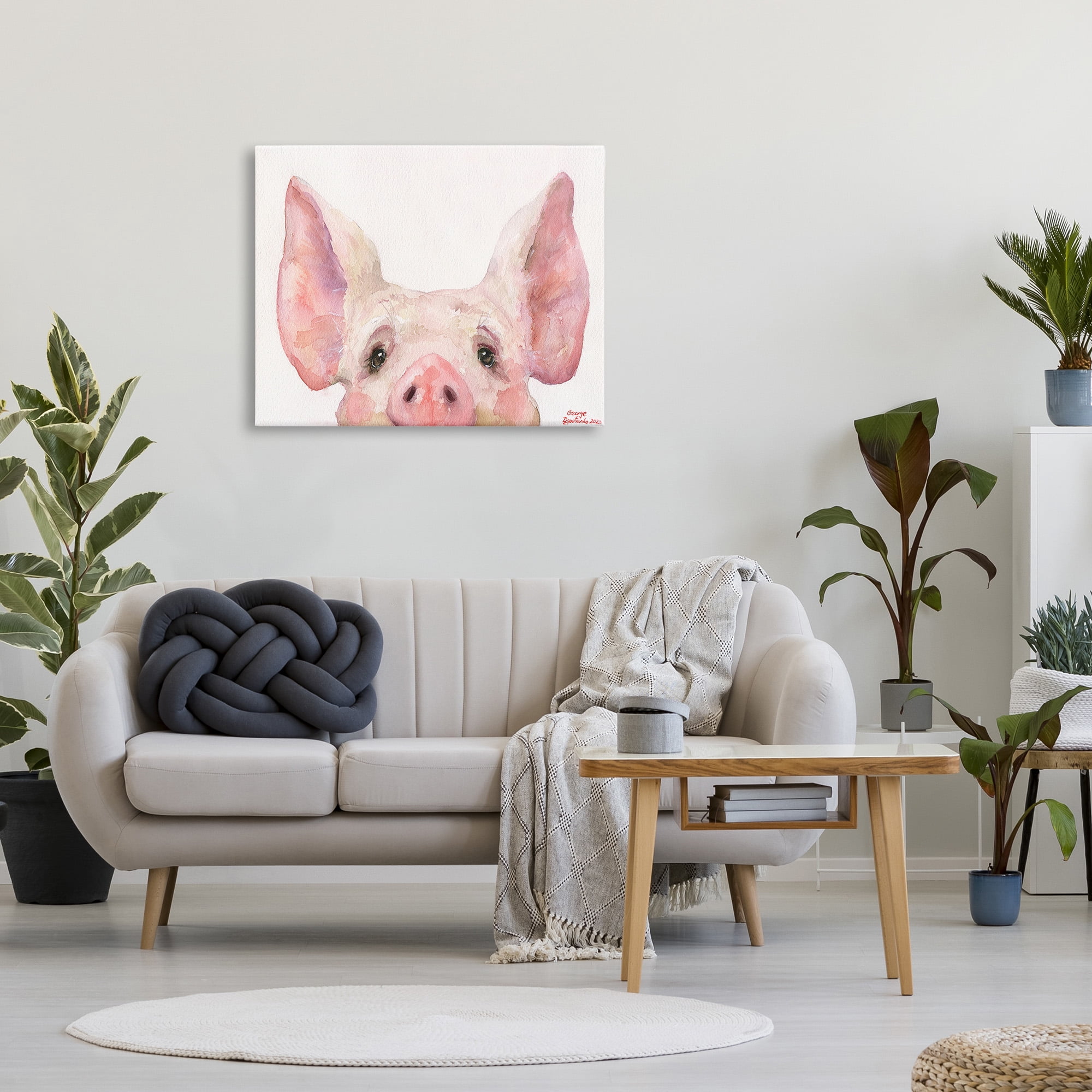 Stupell Industries Piglet Peeking Portrait Animals & Insects Painting Gallery Wrapped Canvas Art Print Wall Art, 40 x 30