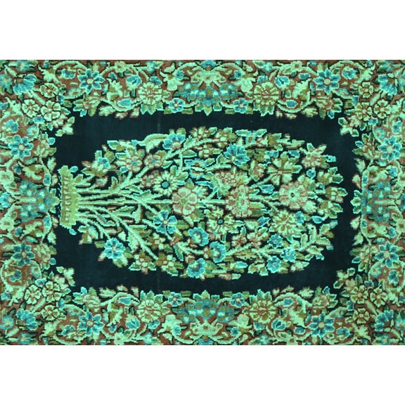 Ahgly Company Machine Washable Indoor Rectangle Persian Turquoise Blue Traditional Area Rugs, 5' x 7'
