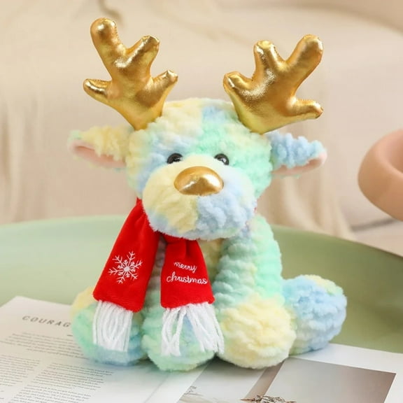 30cm Lovely Reindeer Plush Toys Kawaii Christmas Deer with Scarf Dolls Stuffed Soft Pillow for Christmas Decoration Gift