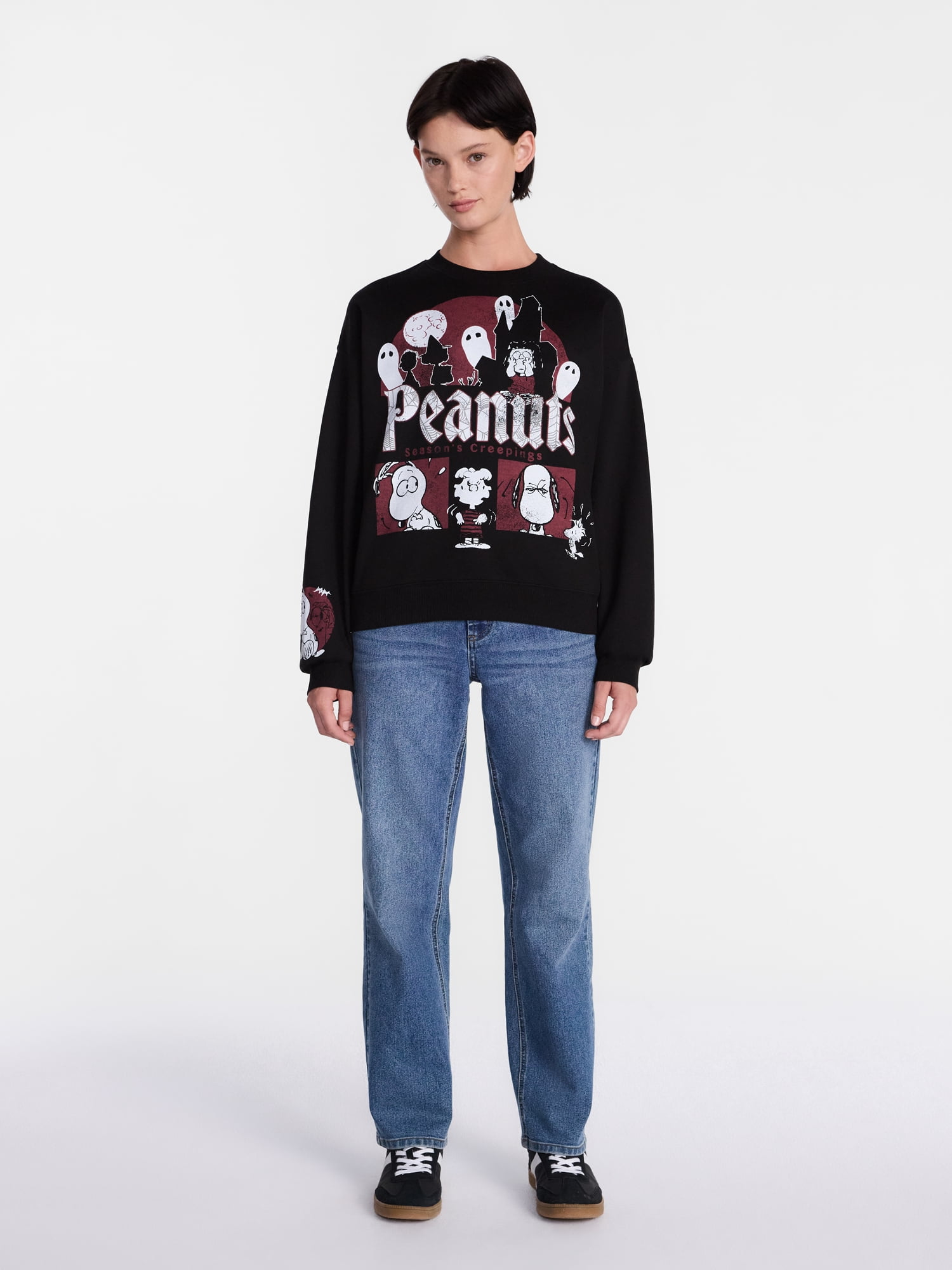 Peanuts Women's Halloween Graphic Fleece Sweatshirt with Long Sleeves, Sizes XXS-XXL