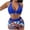 Dark Blue, variant on QLEICOM Womens Swimsuits Tummy Control Plus Size Swimsuit Coverup Fashion Floral Print Halter Split Swimsuit Bikini Print High Waist Beachwear Set White M