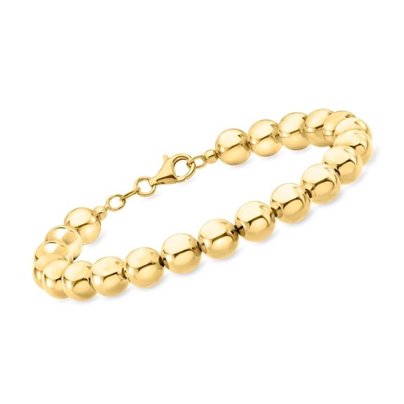 Ross-Simons Italian 8mm 18kt Gold Over Sterling Bead Bracelet, Women's, Adult
