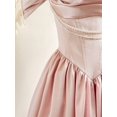 thumbnail image 3 of Elegant Satin Off Shoulder Dress With Pearl Trim In Pink, 3 of 6