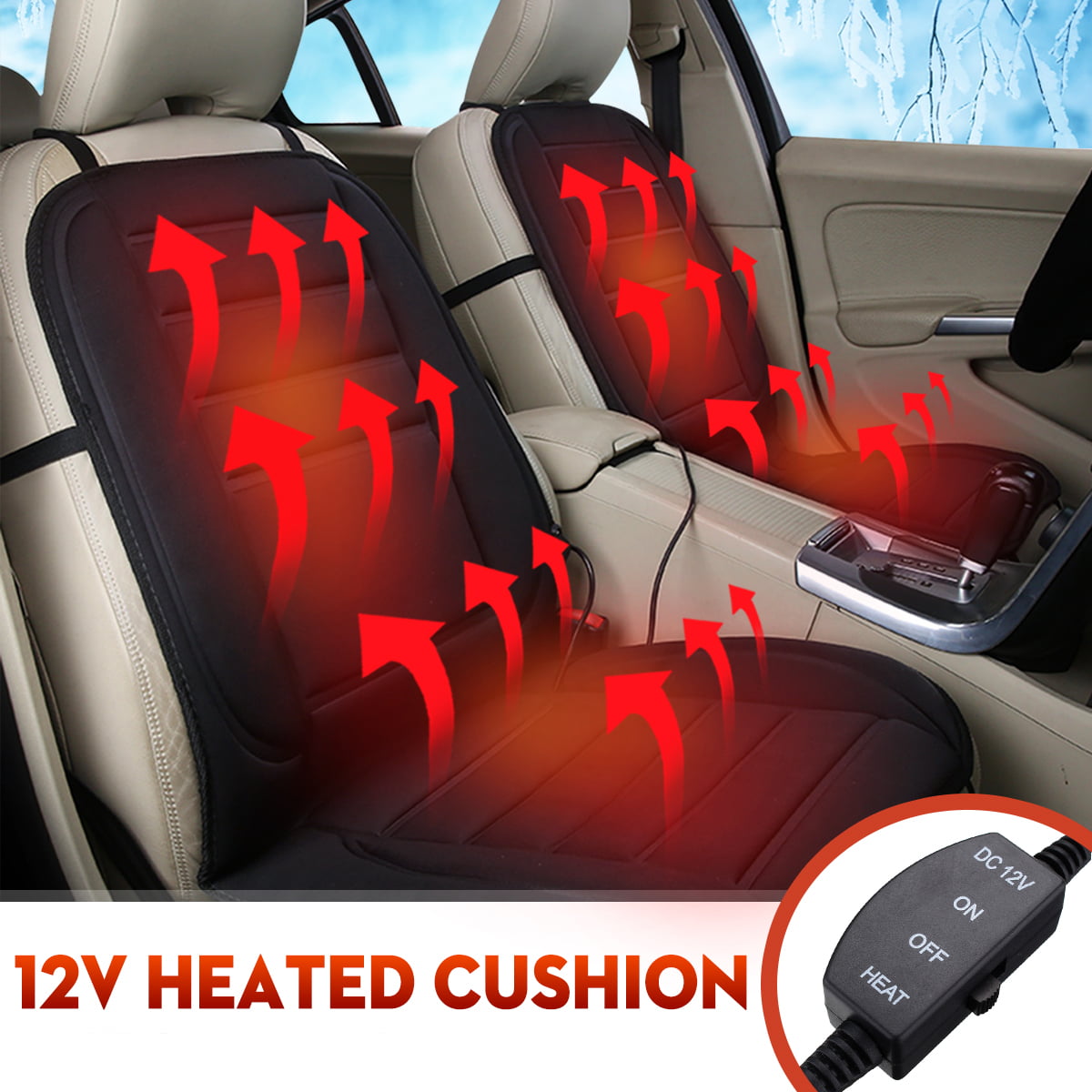 IrishTech12V Heated Car Seat,Heated Seat Cushion with Intelligent Temperature Controller.Universal Car Rear Seat Heated Car Seat Covers Heated Pad Heated Car Seat Pad Winter Warm Heating Pad