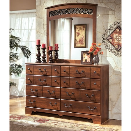 UPC 024052258318 product image for Ashley Timberline 8 Drawer Wood Double Dresser in Warm Brown | upcitemdb.com