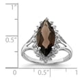 thumbnail image 2 of White Sterling Silver Ring Band Gemstone Smoky Quartz Marquise Diamond, 2 of 2