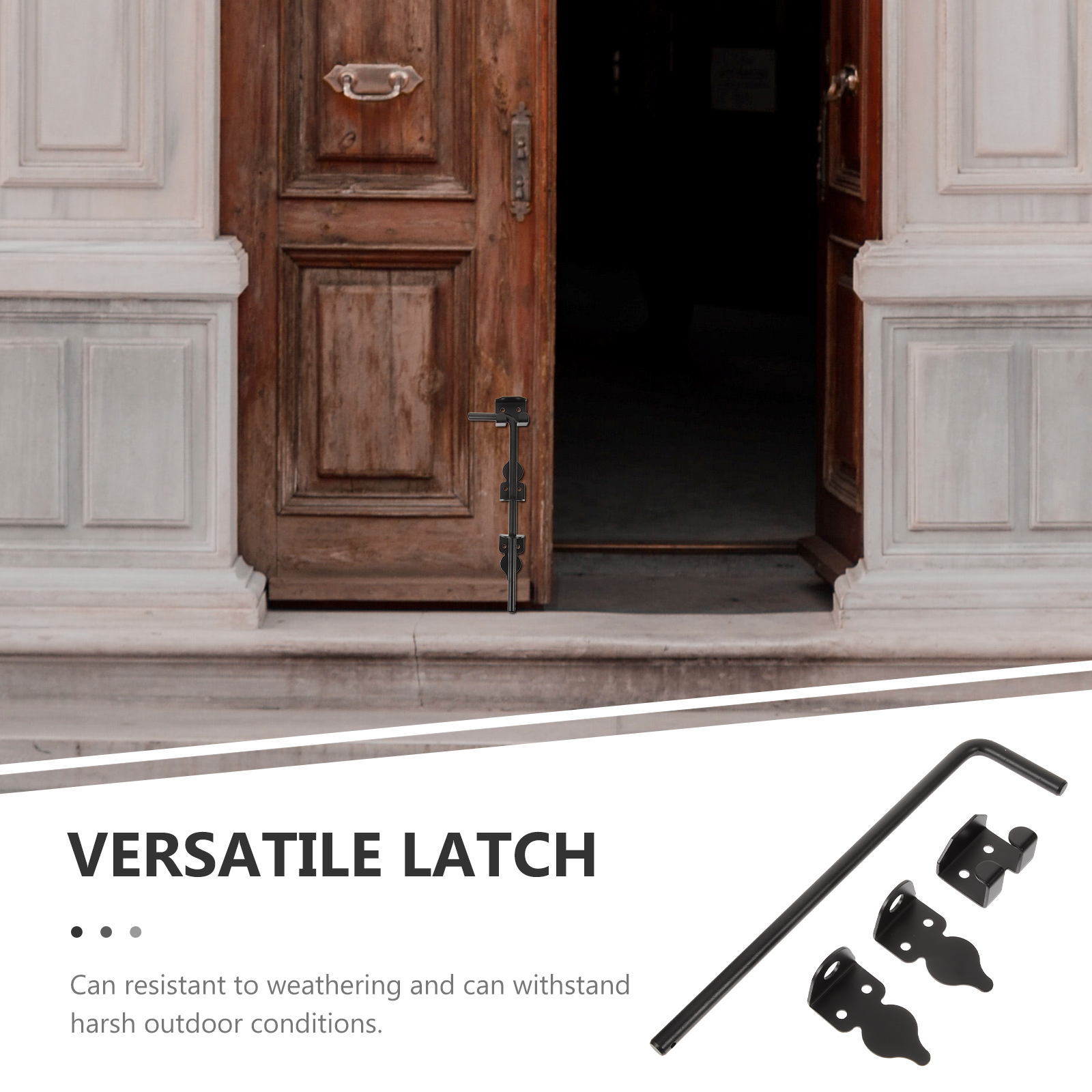 Soimiss Heavy Duty Black Cane Bolt Gate Latch for Wood Fence and Residential Door Hardware