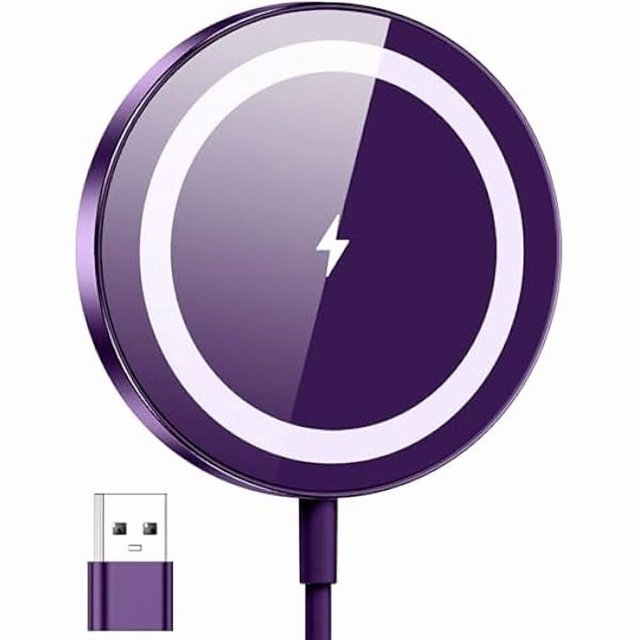 HAYANfor Mag-Safe Charger, Magnetic Wireless Charger Made for iPhone 15/14/13/12 Series, 15W Max Fast Mag Safe Charging Pad for AirPods Pro 3 2 (Violet)