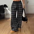 thumbnail image 4 of RongHuan Women's Plaid Pants Casual Flannel Pajama Pants Fashion Wide Leg Baggy Sweatpants with Pockets, 4 of 7