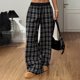 thumbnail image 2 of TaTaai Women Casual High Waist Plaid Panel Wide Leg Long Pants Modern Style Ladies Daily Street Office Wear Non-See-Through No Fading Stylish Comfortable Trousers Gift, 2 of 6