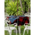 thumbnail image 4 of Outdoor Tablecloth with Umbrella Hole Zipper Red Black Buffalo Plaid Round Tablecloth 54" Waterproof Outside Table Cloth Farmhouse Geometric Checkered Patio Table Cover Tablecloths for Picnic Party, 4 of 8