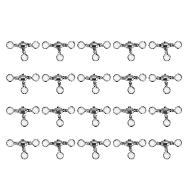 LYUMO 20Pcs Durable Flexible Three Way Rolling Swivels Triple Swivel Fishing Connectors,Rolling Swivels, Triple Swivels